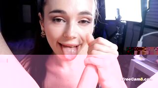 Sexy Tease on Her Knees Ready Swallows Cock