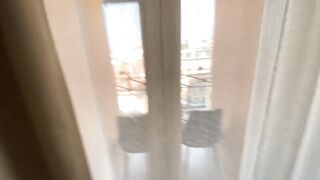 Morning Sex on Balcony, Amateur Couple with Cumshot on Her