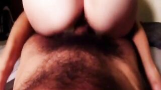 Amateur Girl with a Hairy Bush Grinds Her Big Ass on Cock