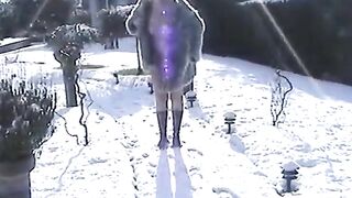 Naked Blonde Girl Outdoors on a Snowy Day
