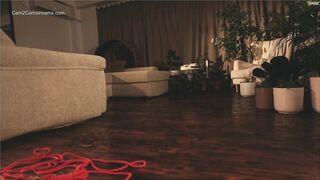 Solo girl oiled up body selfbondage