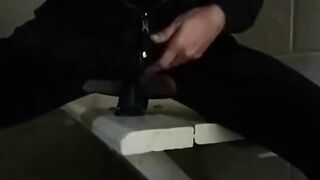 Big-Titted Mature Woman Masturbates with Dildo in Public