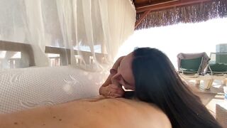 Public Beach Blowjob and Cum in Mouth - Twice!