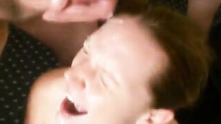 Amateur Facial Bukkake on Cum-Loving Slut