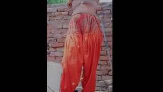 Hot country girl taking bath caressing her soft body and her hot