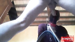 Blindfolded MILF Deepthroats a Big Cock While Bound