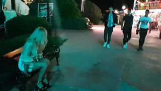 Public masturbation and peeing in the city center near tourists