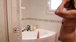 Chubby MILF's Solo Shower Play with Toy