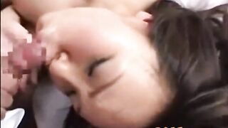 Pregnant Japanese MILF Bukkake Gangbang