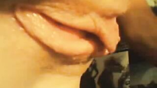 Close-up webcam footage of a woman's pussy and ass