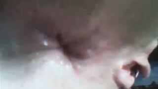 Close-up webcam footage of a woman's pussy and ass