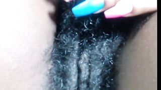 Hairy Black Amateur Close-Up Masturbation Video