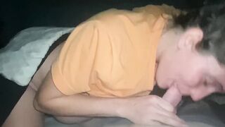 Pregnant Teen with Big Tits Gives a Blowjob
