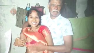 The old man spent the night with the beautiful girl.