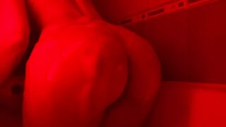 A naughty girl with juicy ass in lace gets wet from hot bubble bath while listening to emo tracks