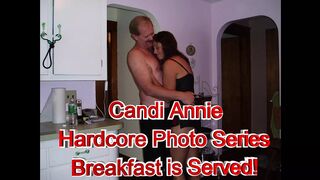 Candi Annie Photo Shoot Series MILF Serves Breakfast and Receives Mouthful of Cum