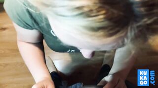 Blonde BBW Amateur Takes a Mouthful