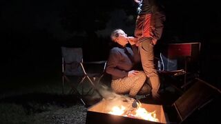 Rough Sex in a Public Park - Big Tits Exposed by the Fire!